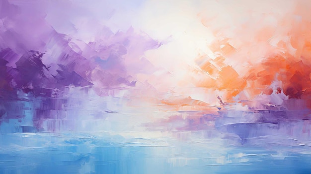 Foto fundo pintado com tintas a óleo as pinceladas são visíveis todo o fundo dá uma atmosfera agradável e acalma as cores são contrastantes e dominadas pelo laranja azul roxo e branco