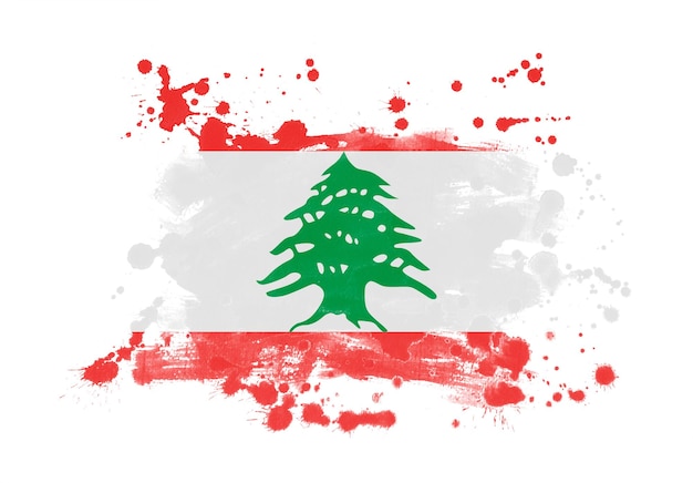 Fundo pintado grunge de bandeira do Líbano