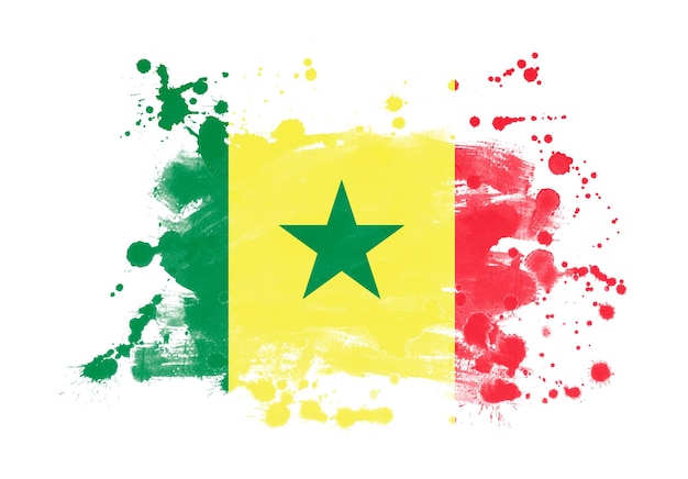 Fundo pintado grunge de bandeira do Senegal