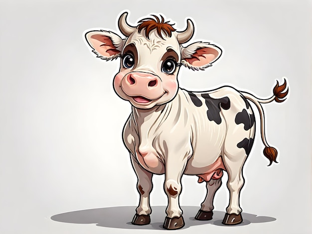 fundo plano de estilo de desenho animado de vaca bonito ai gerado