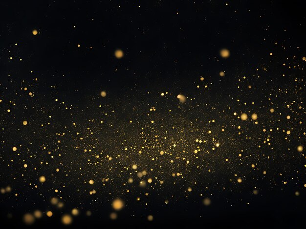 Foto fundo preto abstrato brilhando com partículas de ouro