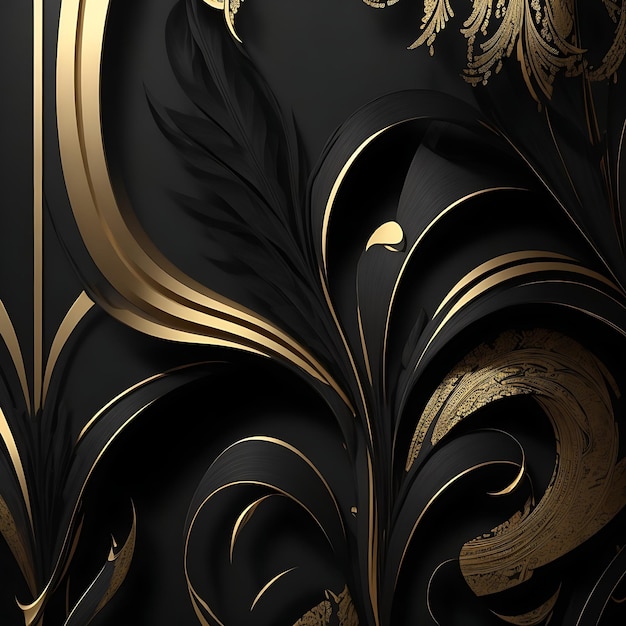 Fundo preto com desenho de texturas douradas