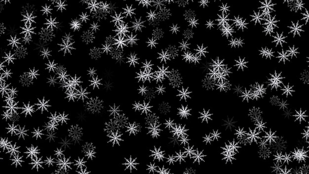 Foto fundo preto com flocos de neve brancos pequenos
