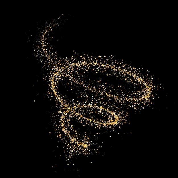 Foto fundo preto da espiral de abstração de partículas. renderização 3d ilustração 3d.
