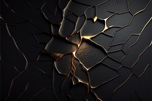 Fundo preto dourado Textura de luxo dourado Vantablack Mockup Generative AI ilustração