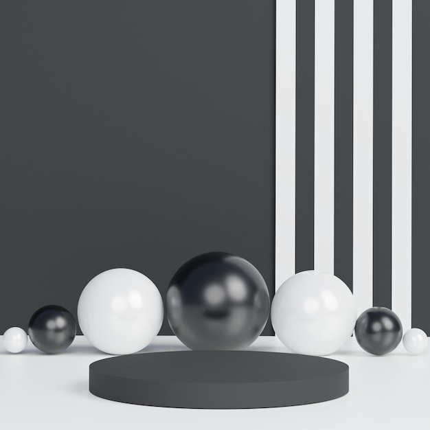 Fundo preto e minimalista do tema. 3d abstratos formas geométricas mínimas. Pódio de luxo brilhante para seu projeto.