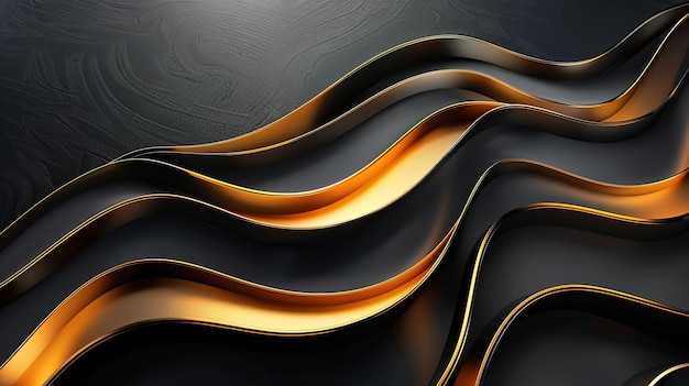fundo preto elegante com linha de ouro onda luxo moderno