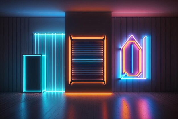 Fundo realista com luz neon generativa ai