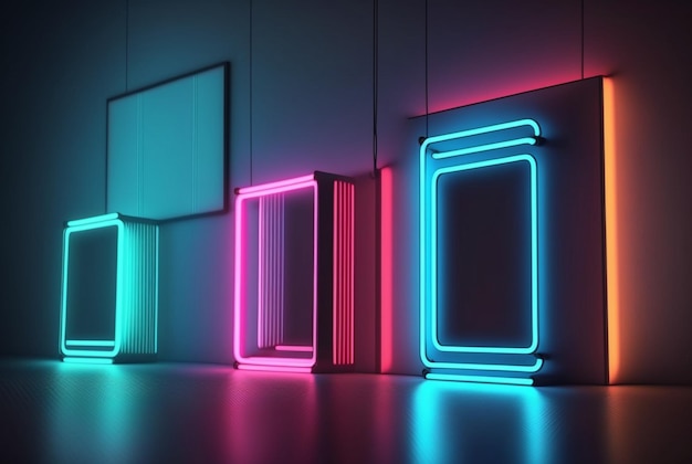 Fundo realista com luz neon generativa ai