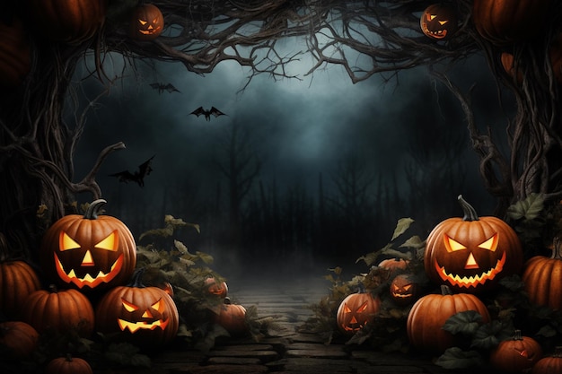 Fundo realista de abóbora de Halloween Abrace a temporada assustadora criada com IA generativa