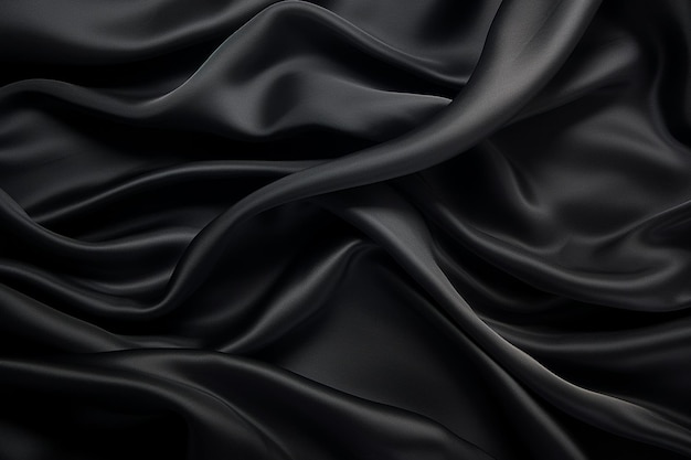 Fundo realista de tecido de seda preto escuro