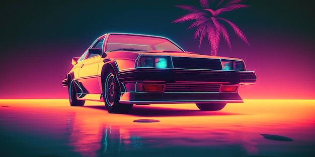 Fundo realista retrô Synthwave