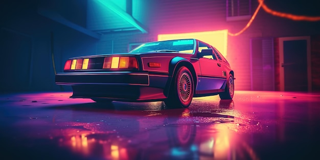 Fundo realista retrô Synthwave