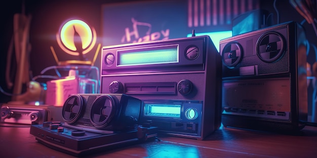 Fundo realista retrô Synthwave