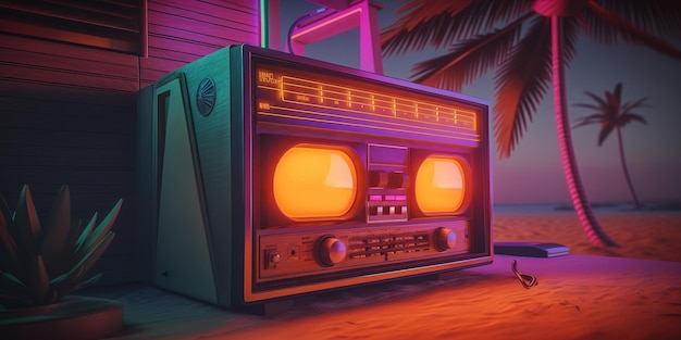 Fundo realista retrô Synthwave