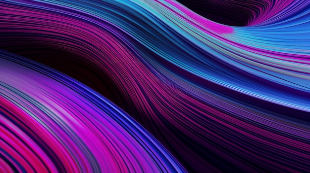 Fundo renderizado em 3D com listras vibrantes em tons de azul roxo e rosa