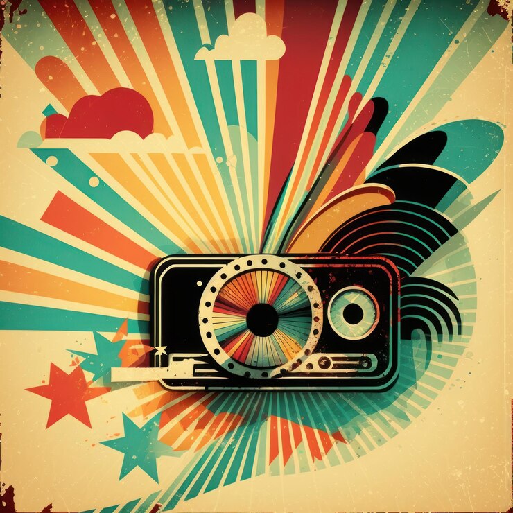 Foto fundo retrô vintage colorido ilustração ai generative