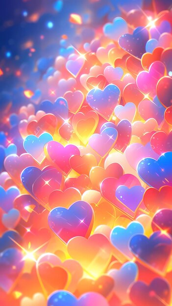 Fundo romântico abstrato com corações coloridos