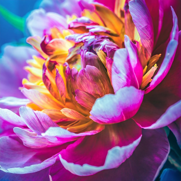 Foto fundo romântico abstrato floral macro de uma flor de peônia colorida