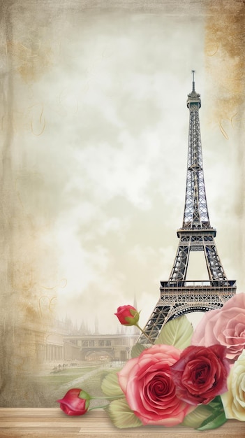 Fundo romântico de Paris Ilustração Generativa AIxD