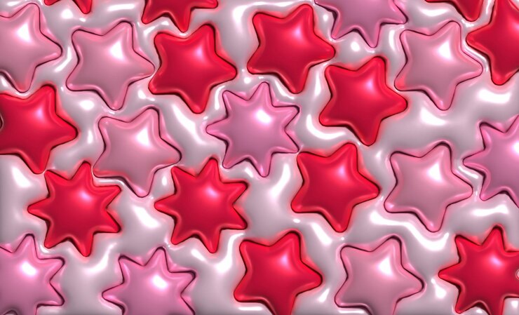 Fundo rosa abstrato com estrelas formas infladas ilustração de renderização 3D