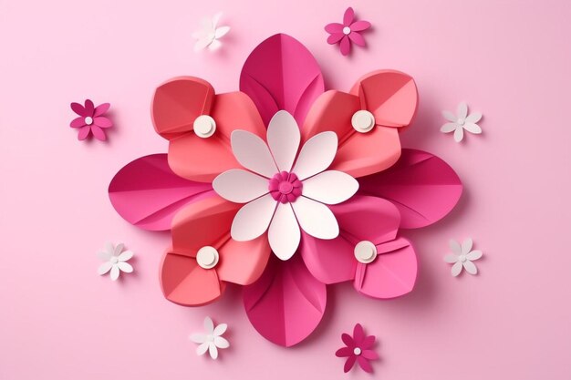 Fundo rosa com flor decorativa para dia das mães