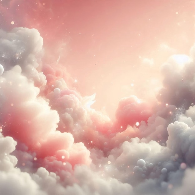 Fundo rosa com nuvens