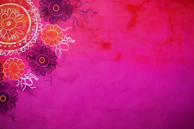 Fundo rosa com padrão floral e a palavra Diwali.