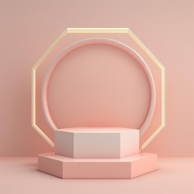 Fundo rosa com pódio vazio para design de conceito moderno