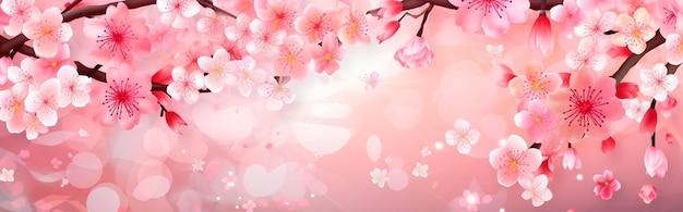 Fundo rosa com sakura florescente Generative AI