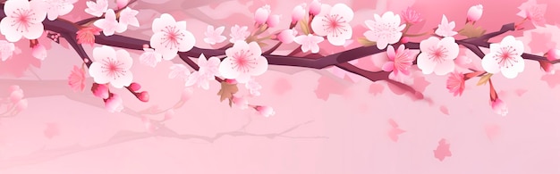 Fundo rosa com sakura florescente Generative AI