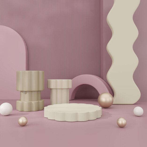 Fundo rosa cosmético e exibição de pódio premium para marca de apresentação de produtos