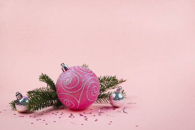 Fundo rosa de ano novo ou natal