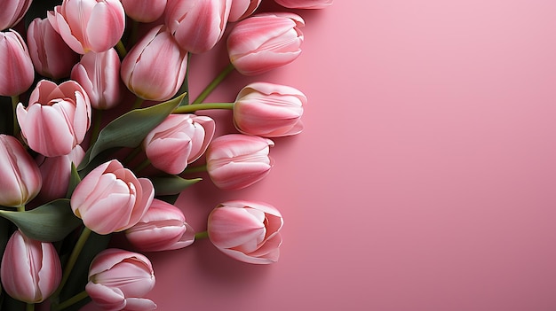 fundo rosa e tulipas