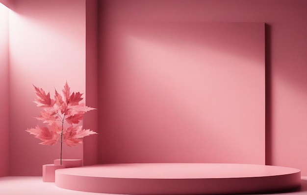 Fundo rosa moderno e leve para apresentação de produtos com sombra e luz