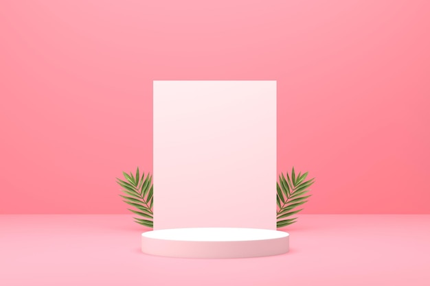 Fundo rosa quadrado com base rosa e cena mínima 3d abstrato renderização em 3d