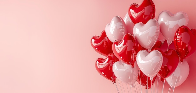 Fundo rosa vibrante adornado com balões do Dia dos Namorados