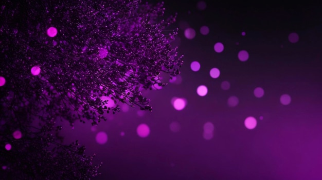 Fundo roxo bokeh com luzes de árvore e bokeh