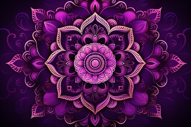 Foto fundo roxo com desenho intrincado de mandala