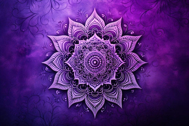 Foto fundo roxo com desenho intrincado de mandala