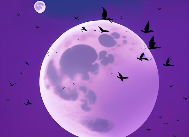 Foto fundo roxo da lua cheia