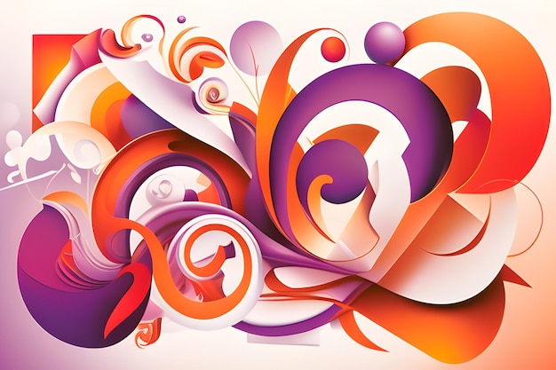 Fundo roxo e laranja com formas abstratas