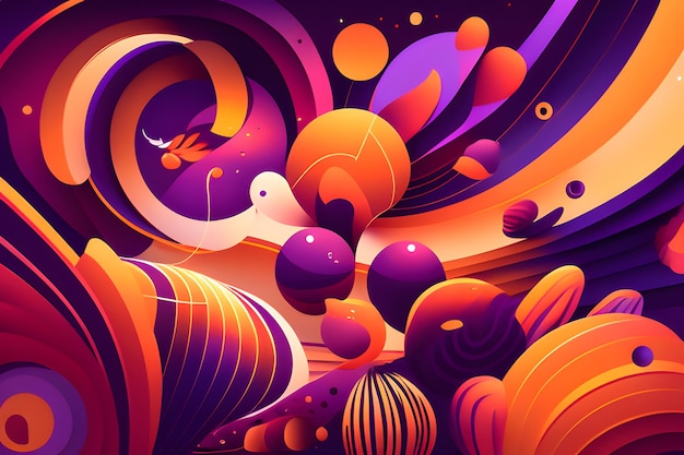 Fundo roxo e laranja com formas abstratas