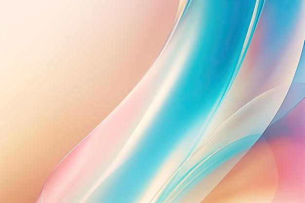 Fundo suave pastel translúcido com ondas multicoloridas abstratas e curvas Ai generative