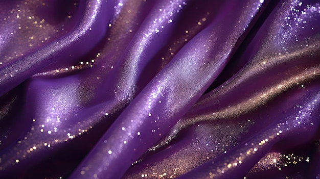 Fundo têxtil lila e dourado com fios dourados brilhantes Violeta à moda
