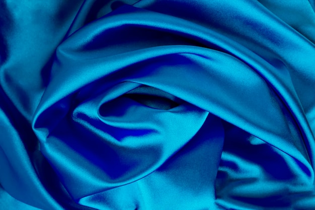 Fundo têxtil Seda azul Closeup Vista de cima