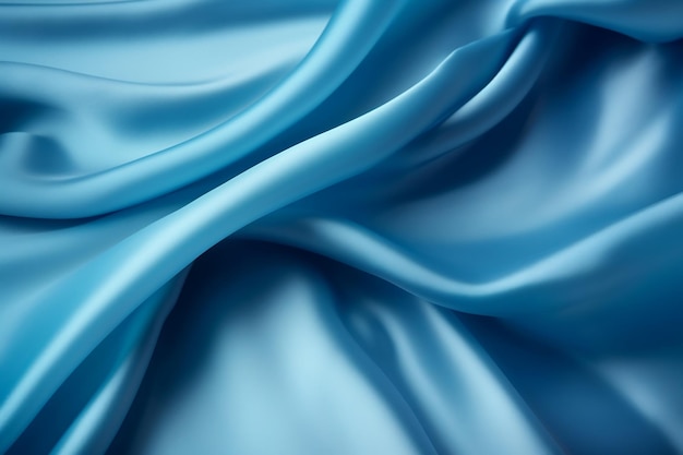 fundo textura de tecido de seda azul bela textura têxtil de cetim azul com dobras AI Gerado