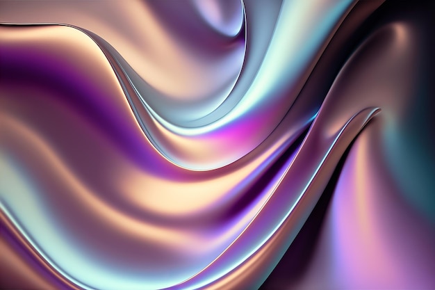 Fundo textural holográfico iridescente Ondas de gradiente com destaques iridescentes Ilustração generativa de IA