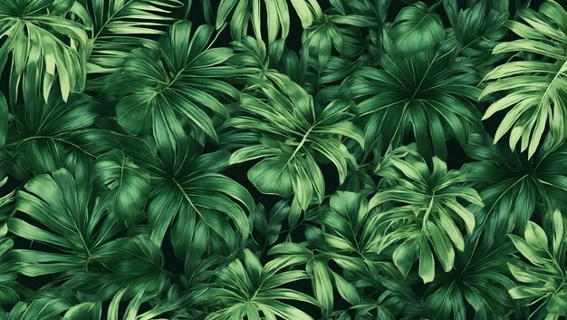 Fundo tropical com folhagem de folhas de palmeira de textura verde