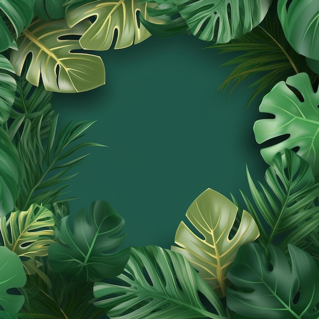 Fundo tropical com folhas verdes de monstera